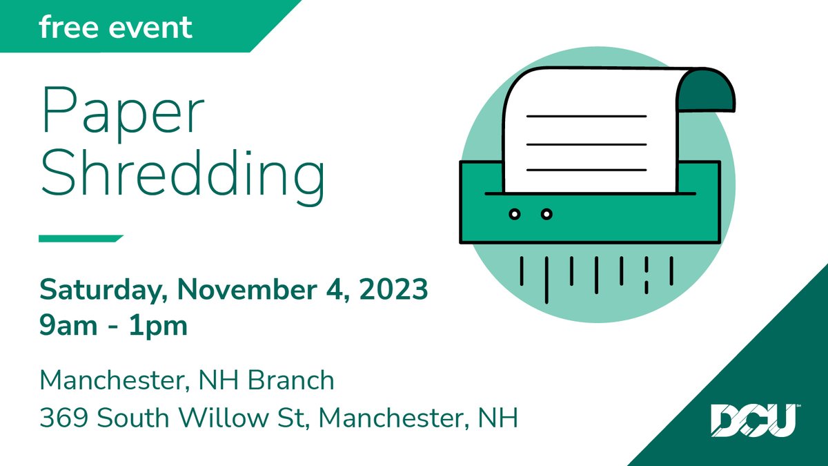FREE Shredding Event in Manchester! We've partnered w/ E.L. Harvey &amp; Sons who will shred your papers on the spot, ensuring complete confidentiality–no signup necessary. A collection drive of high demand items is being held in conjunction w/ this event through our partner <a href="/FITNH/">FamiliesInTransition</a>.