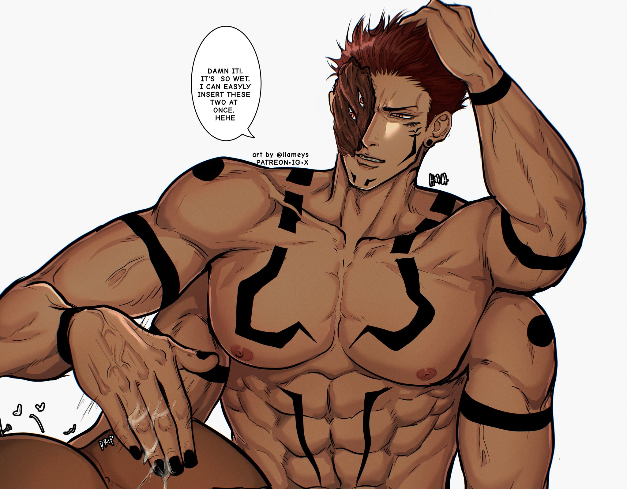 ilameys🔞 on X: Tier 2 TRUE FORM SUKUNA(patreon link on my bio) Many of my  patrons here wants to see him. Also first time drawing him facing forward  in this form. I