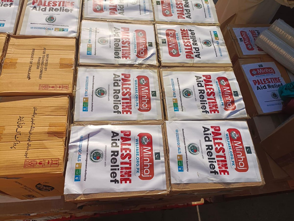PATofficialSM's tweet photo. Several tons of dry food goods have been dispatched by Team @minhajwelfare in Aid of Palestine, in collaboration with the Government of Pakistan National Disaster Management Authority.
#starlinkforgaza #Gazabombing
#انقذوا_فلسطين #الهلال_الاهلي #غزه_العزه https://t.co/bvp05TZZCe