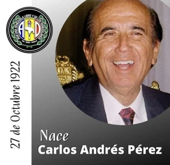 Mvto1roDeMayo's tweet photo. #27Oct23 Con todo lo que hicieron en tu contra, no pudieron robarte la gloria, el tiempo y los hechos que otorgaron el sitial que te corresponde en la historia. 
CARLOS ANDRÉS PÉREZ, grande entre los grandes. 
@ADemocratica 
@hramosallup 
@sandraalfaro https://t.co/ve4mdx3xVO
