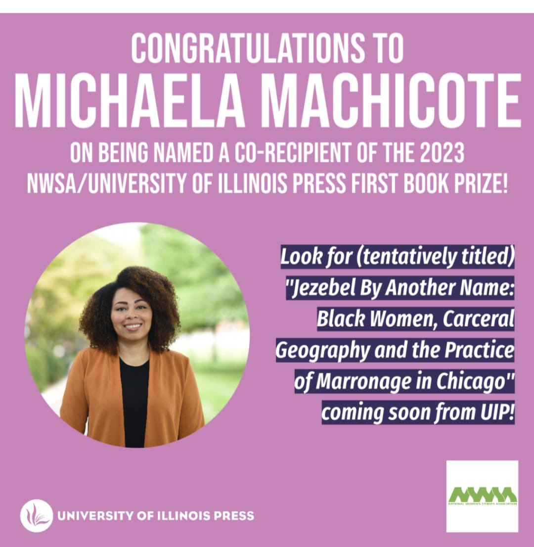 Congratulations to our amazing collective member, Michaela Machicote on receiving the NWSA/ University of Illinois Press First Book Prize!!!! We are so proud!!! ❤️