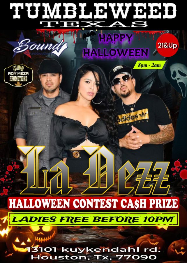Tomorrow night it goes down. Halloween party in Houston Tx. We’ll see y’all at Tumbleweeds.