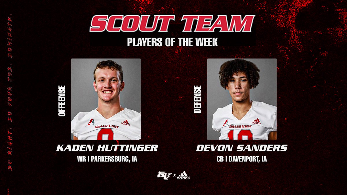 Congrats to our Scout Team Players of the Week last week! Offense: Kaden Huttinger Defense: Devon Sanders #3D