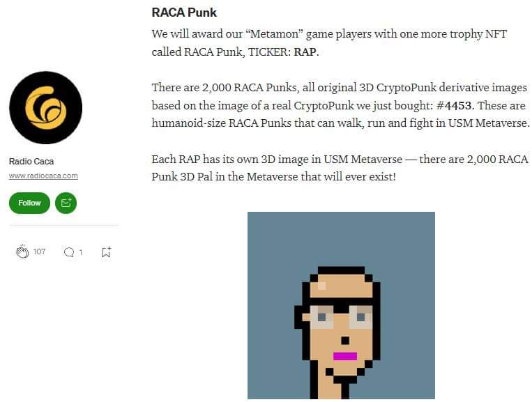 duzngab's tweet image. #RACAPUNK  
There are 2.000 Raca Punks Expect USM Metaverse debut