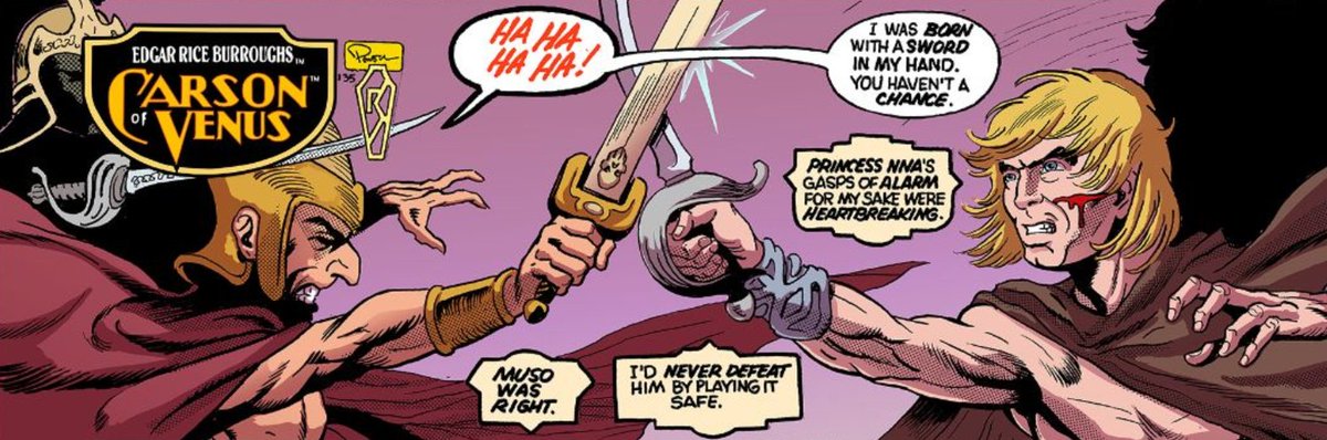 carson2venus's tweet photo. "First Blood"—Episode 323 of #ERB, Inc.'s #CARSONofVENUS™ webcomic—now LIVE!
Adapted from Edgar Rice Burroughs' original Venus novels
Script: @MartinPowell221; art: Ronn Sutton; colors: @PY_M1306
Preview plus roughs, pencils, inks
#Amtor #ERBUniverse https://t.co/LeoEwH6CMp https://t.co/PC9acPAVjT