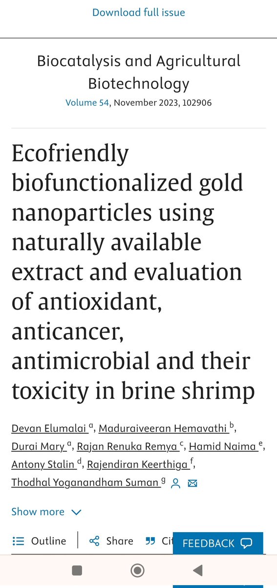 Happy to share our research article recently published in #biocatalysisandagriculturalbiotechnology in this research article naturally available extract used to synthesis gold nanoparticles evaluated for their biomedical applications.  sciencedirect.com/science/articl… ( Article link).