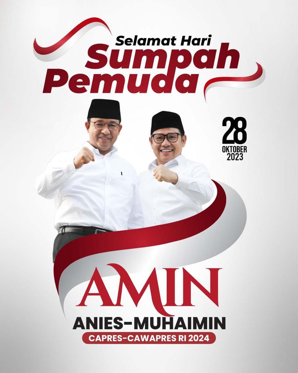 cakimiNOW's tweet photo. Pemuda adalah kunci sekaligus menjadi penentu hari ini dan masa depan. Maka pemuda harus menggunakan seluruh potensinya untuk mengisi kesempatan, menata, memperbaiki dan menyukseskan pembangunan kehidupan masyarakat dan bangsa.

Bersatulah wahai pemuda indonesia! Kita satu Pancasila! Hanya dengan persatuan dan kesatuan kita bisa memakmurkan Indonesia.

Selamat memperingati Hari Sumpah Pemuda 28 Oktober 2023.

#harisumpahpemuda 
#aminkanindonesia