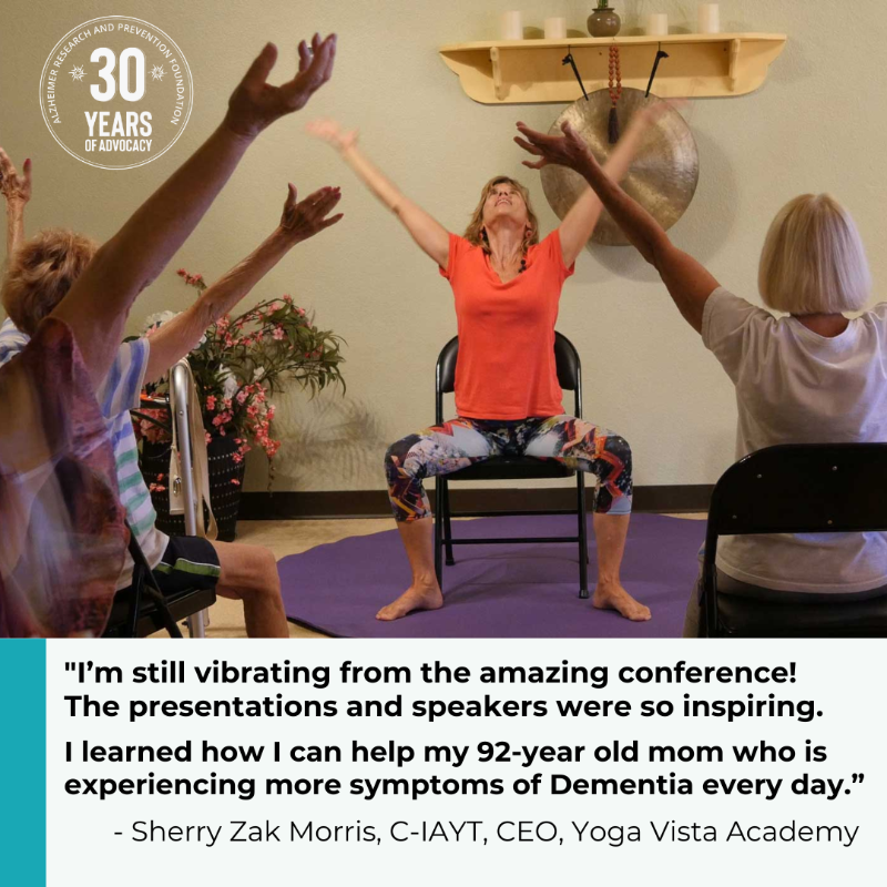 PreventAD's tweet photo. Your feedback from our recent conference has been incredible! 🙏 

Hear from Sherry Zak Morris, C-IAYT, CEO of Yoga Vista Academy, about her inspiring takeaways.

💌 Join our mailing list to stay updated on all future events: https://t.co/y0DAcy9Fpu 

#Alzheimers  #YogaTherapy