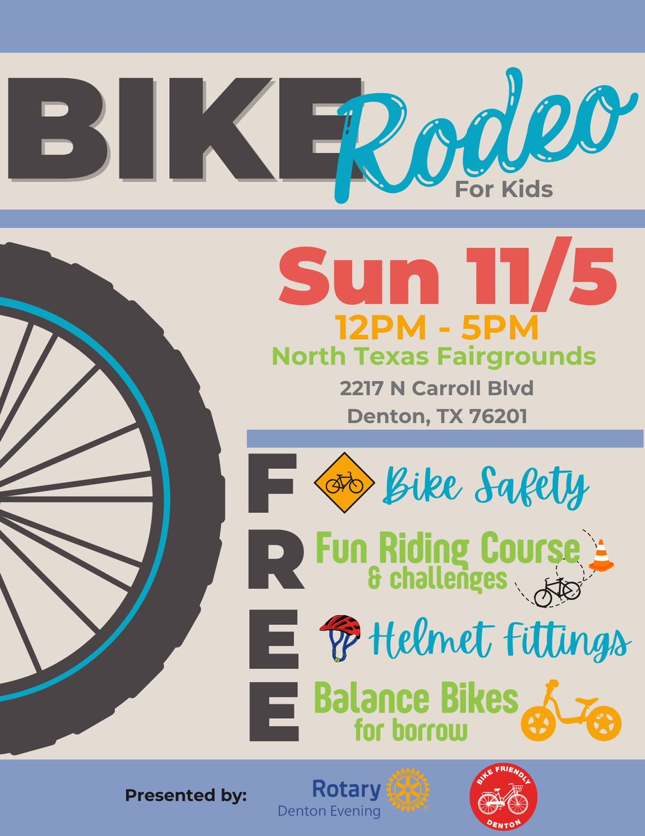 bikedenton's tweet photo. Bring your kid's bike or borrow a balance bike (no pedals) at the FREE kids bike rodeo this Sunday, November 5th, 12 PM - 5 PM at Velo Republic's Super Duper Swap Meet at the North Texas Fairgrounds.

More info: https://t.co/QcMb9XagDc https://t.co/4lbPZftIJi