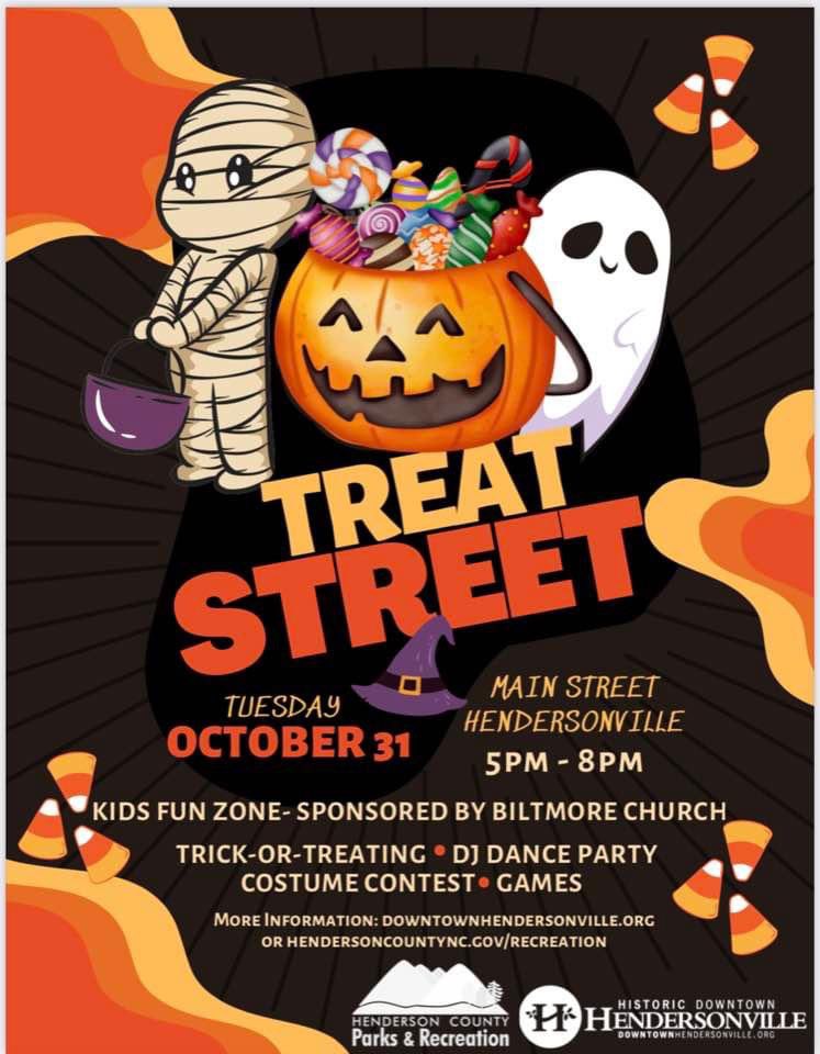 Who is ready to get their spook on 👻 🎃 🦇 🕷️… Main Street Hendo on Halloween is the place to be…  You don’t want to miss Treat Street 2023!!! 🍭 🍬#hendersoncountyparksandrec #trickortreat #bringthelilgobblinstotown #boo #FREEEVENTandFREECANDY