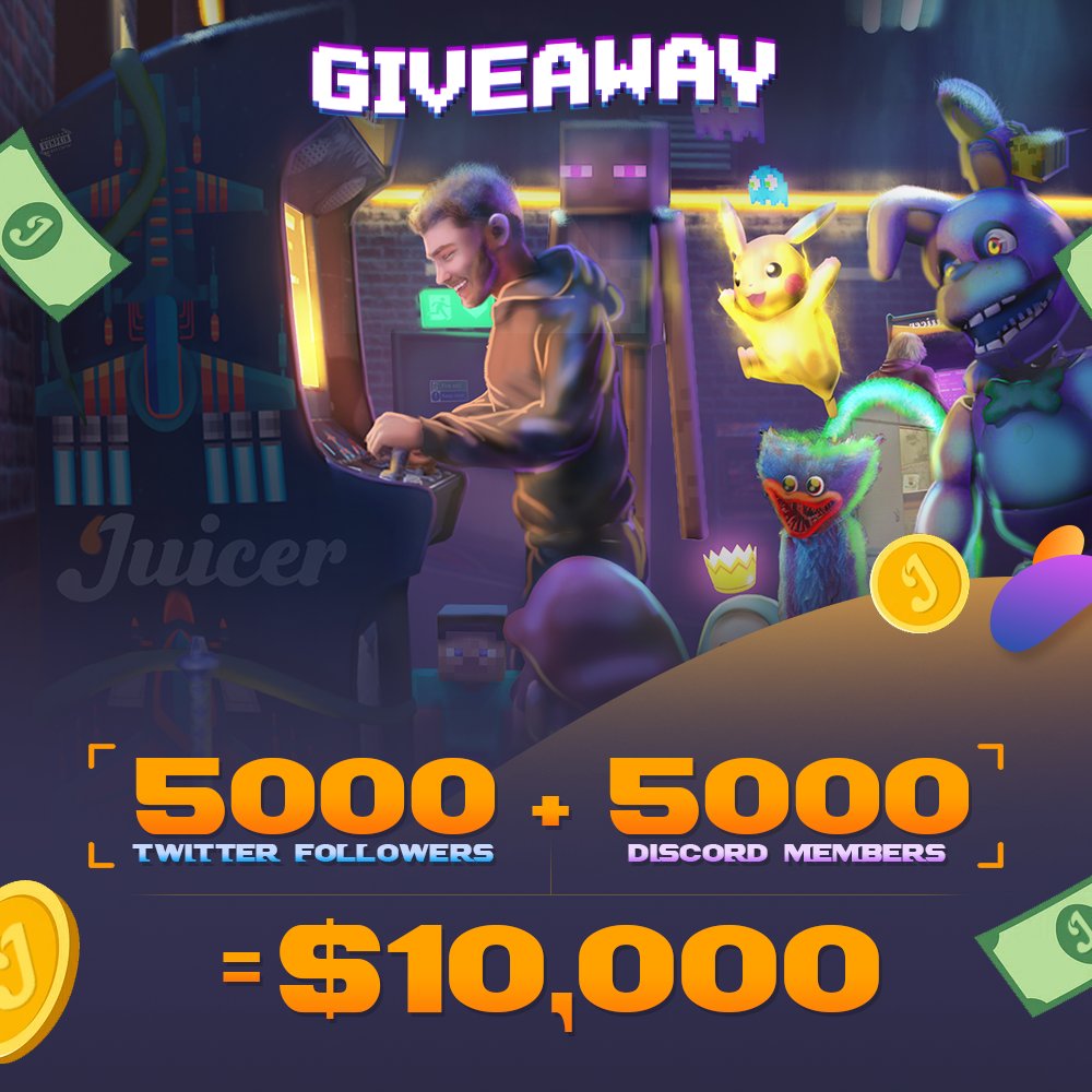 Juicer (@juicerbets) on Twitter photo To celebrate the launch of Juicer.tv we're squeezing out a $10,000 Giveaway! 🍊
🔸10 Winners will receive $1,000 in site credit 🔸
Winners will be announced upon reaching our goal of 5k Twitter followers and 5k Discord members!
Like, Repost & Comment + Follow To celebrate the launch of Juicer.tv we're squeezing out a $10,000 Giveaway! 🍊
🔸10 Winners will receive $1,000 in site credit 🔸
Winners will be announced upon reaching our goal of 5k Twitter followers and 5k Discord members!
Like, Repost & Comment + Follow