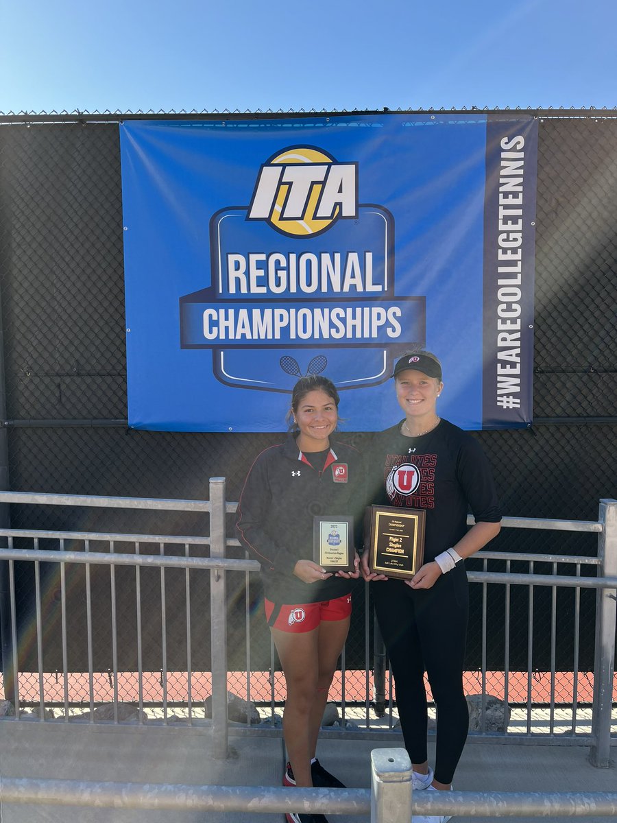 ICYMI: Emma Kamper and Marcela Lopez walked away with some hardware after last weeks ITA Regionals! Emma claimed the title of the B-Draw while Marcela made it to the finals after a big W in the semis. #GoUtes