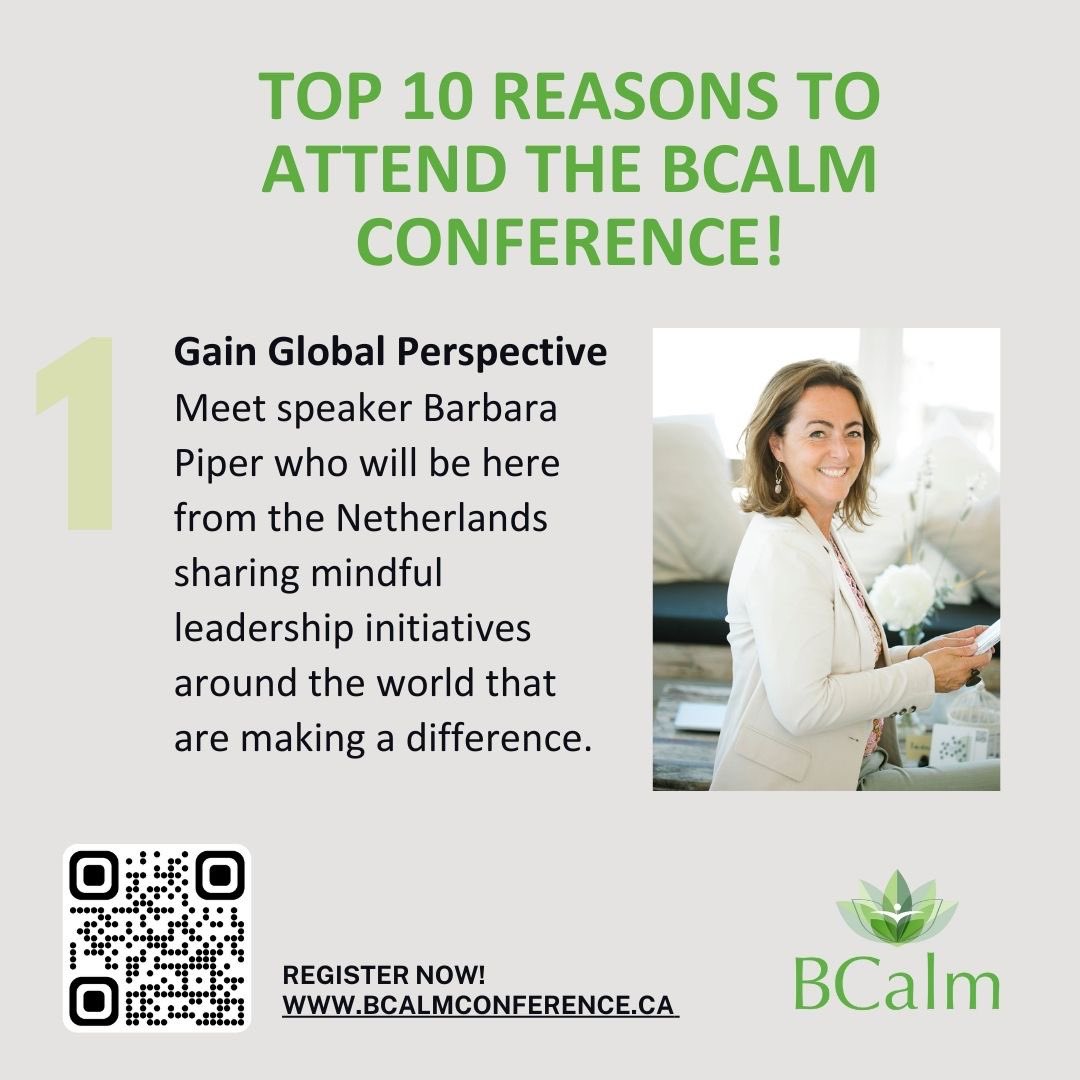 Reason #1 to attend the BCalm Mindfulness Conference 2023: How to Create a Mindful Workplace (and why you should!) - gain a global perspective on mindful leadership initiatives around the world. See you there! #Mindfulness #bcalmworkplace2023 #leadership @BCalm_