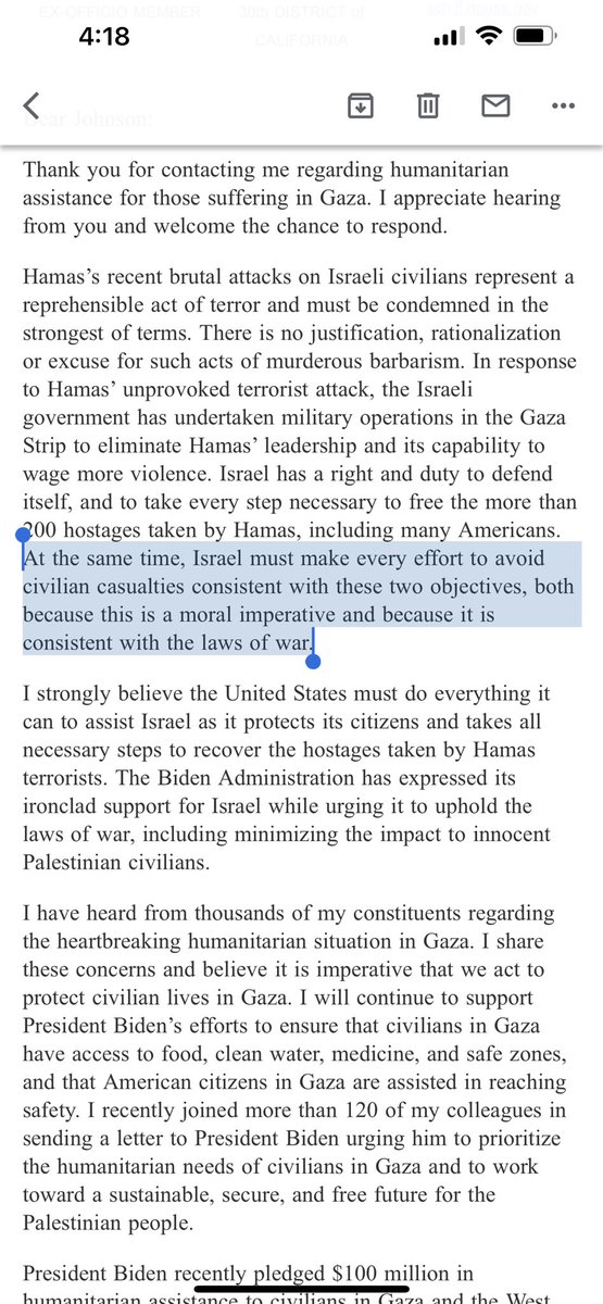 SessileFielder's tweet photo. @JonnyPeltz @KonstantineinCA what do you think of @RepAdamSchiff’s response to my email asking him to call for a ceasefire? https://t.co/MYGAJFVjL2