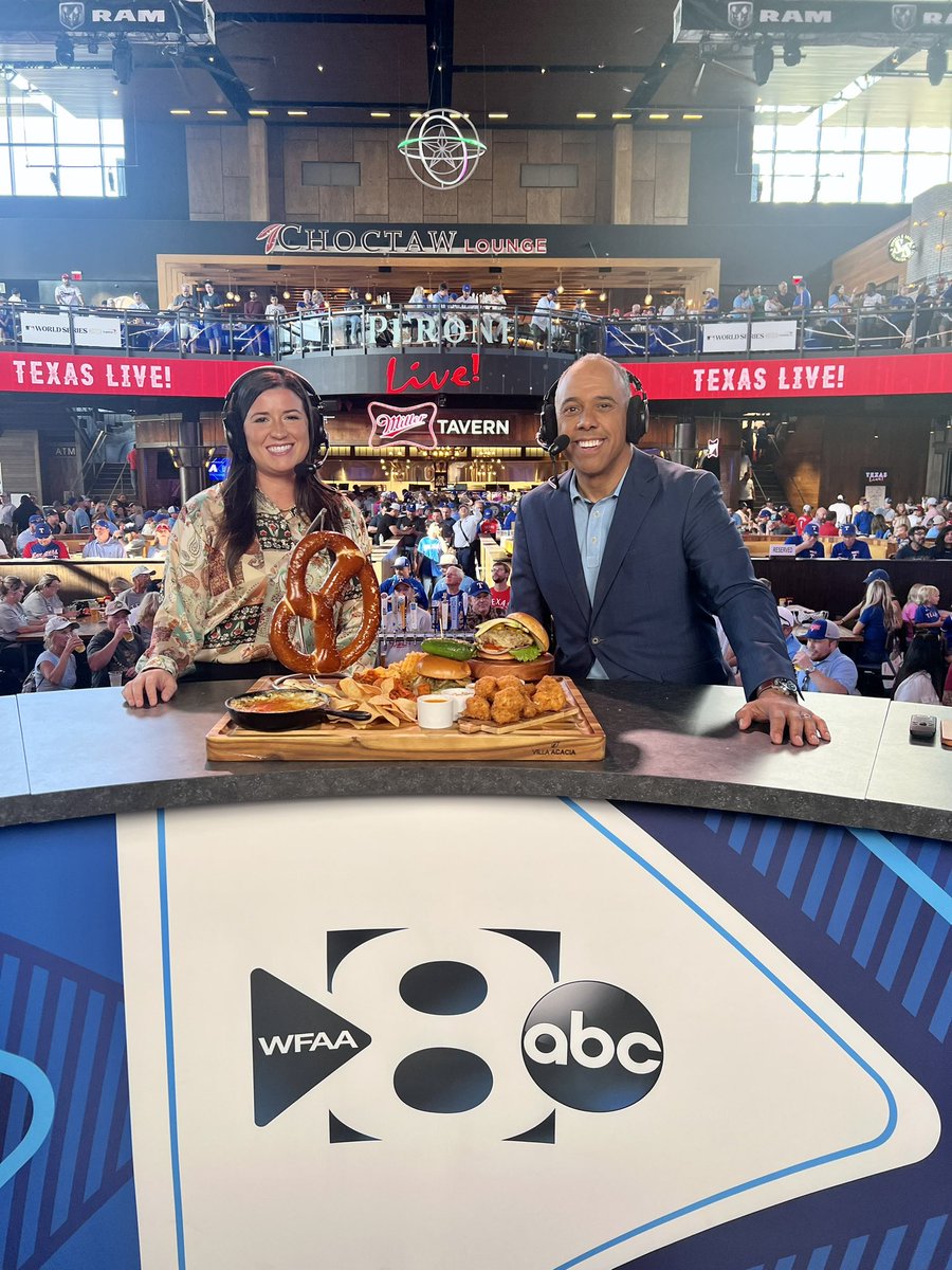 We’re way past hot dogs! Getting a taste of the incredible spread from Troy’s with Desiree Miller <a href="/tx_live/">Texas Live!</a> Stay with our extended coverage till 7pm <a href="/wfaa/">WFAA</a> #WorldSeries #TexasRangers