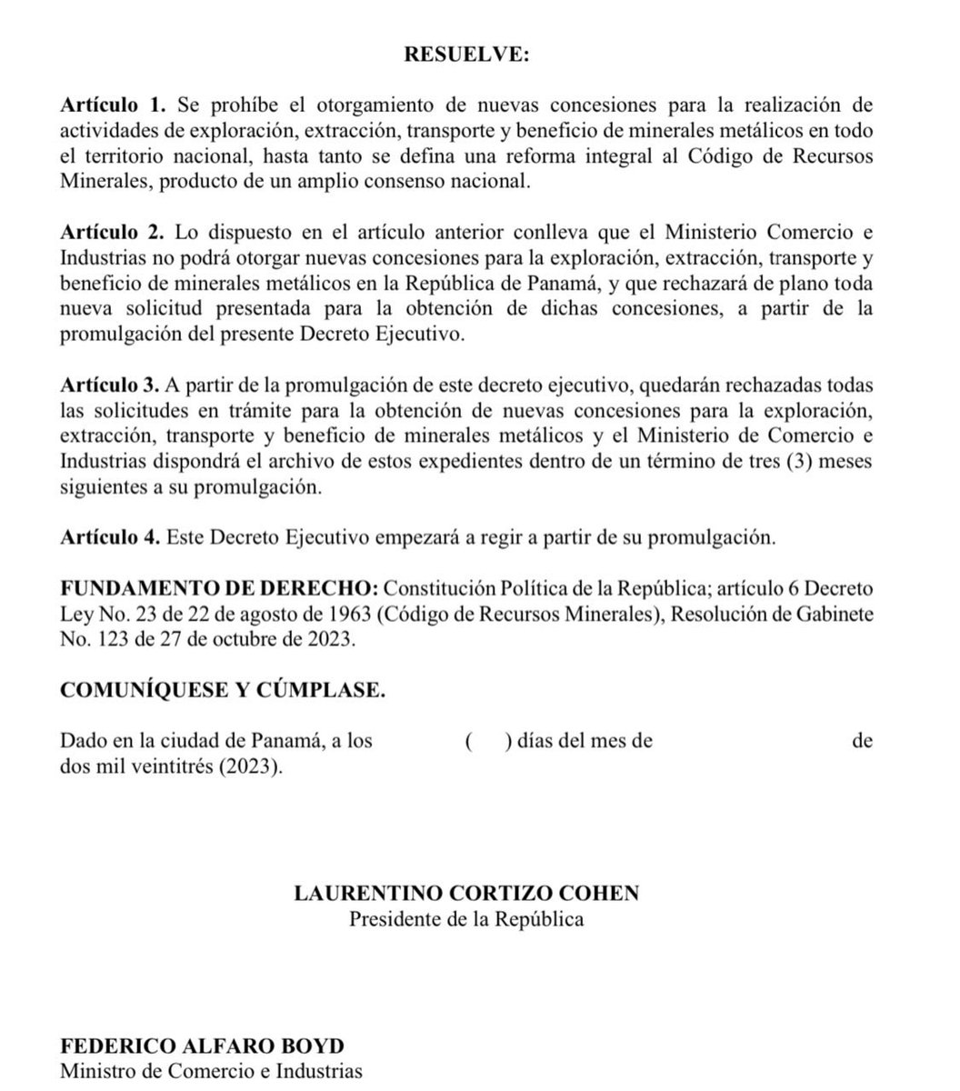 rhsalrug's tweet photo. Nito MIENTE

Su decreto deja la puerta abierta para la reactivación de las concesiones, lean el artículo 1.

No es una moratoria minera. Nos están mareando. https://t.co/CMZpCz22yp