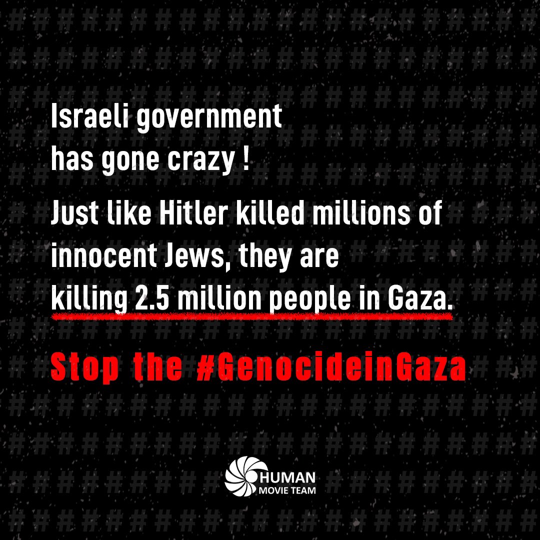 humanmovieteam_'s tweet photo. ❝Israeli government has gone crazy! Just like Hitler killed millions of innocent Jews, they are killing 2.5 million people in Gaza.❞

#PalestineGenocide #starlinkforgaza #GenocideinGaza https://t.co/ml7GHieLBV