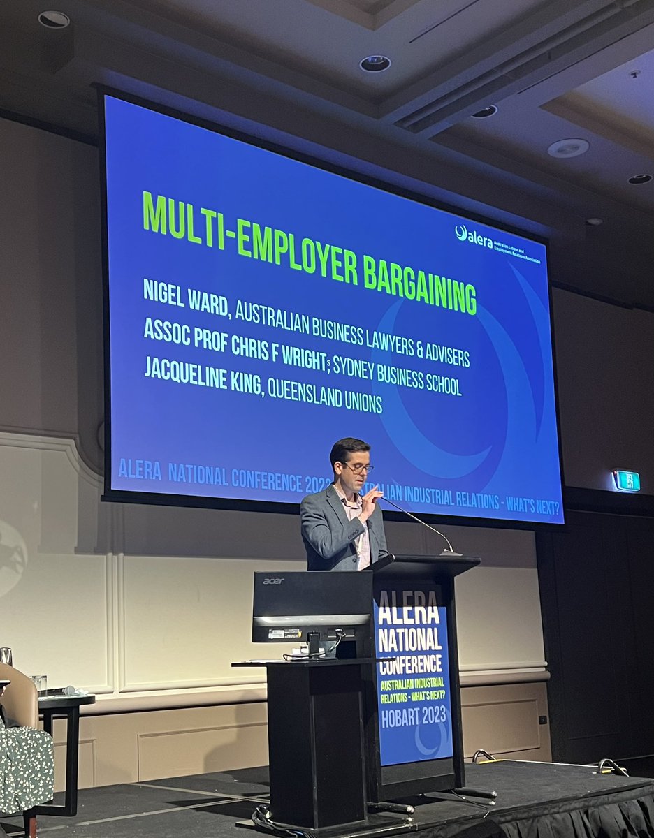 Prof Rae Cooper (@raecooper1) on Twitter photo Great paper by <a href="/ChrisFWright/">Chris F Wright</a> on multi-employer bargaining. Good for productivity, gender pay equity, decent work and voice. #alera23 Great paper by <a href="/ChrisFWright/">Chris F Wright</a> on multi-employer bargaining. Good for productivity, gender pay equity, decent work and voice. #alera23