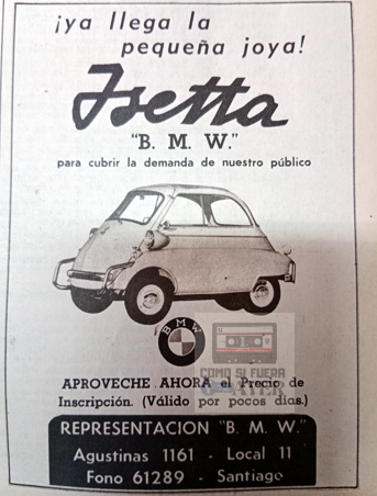 Un Isetta o 'Huevito', en una publicidad de 1961. ¿Qué tal @veoautos ?