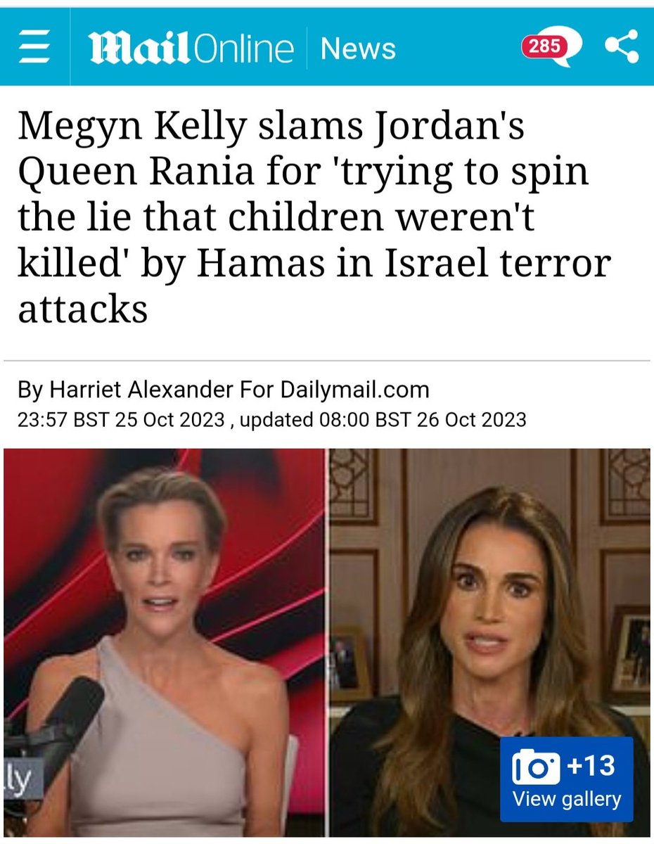 محمد أبوعبيد (@mobeid) on Twitter photo Ignorant <a href="/megynkelly/">Megyn Kelly</a> attacks the queen Rania <a href="/QueenRania/">Rania Al Abdullah</a> just because she spoke out the truth. Megyn thinks that every one should defend the Israeli false narrative.
ميغن كيلي تهاجم الملكة رانية لأنها قالت الحقيقة، ميغن تزعم أن كل شخص يجب أن يدافع عن الرواية الإسرائيلية الزائفة Ignorant <a href="/megynkelly/">Megyn Kelly</a> attacks the queen Rania <a href="/QueenRania/">Rania Al Abdullah</a> just because she spoke out the truth. Megyn thinks that every one should defend the Israeli false narrative.
ميغن كيلي تهاجم الملكة رانية لأنها قالت الحقيقة، ميغن تزعم أن كل شخص يجب أن يدافع عن الرواية الإسرائيلية الزائفة