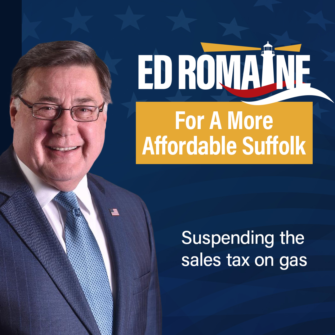 Rising gas prices are taking a bite out of everyone’s wallet. As County Executive, I will suspend the county tax on gasoline to help Suffolk residents save money at the pump. #RomaineForSaferMoreAffordableSuffolk