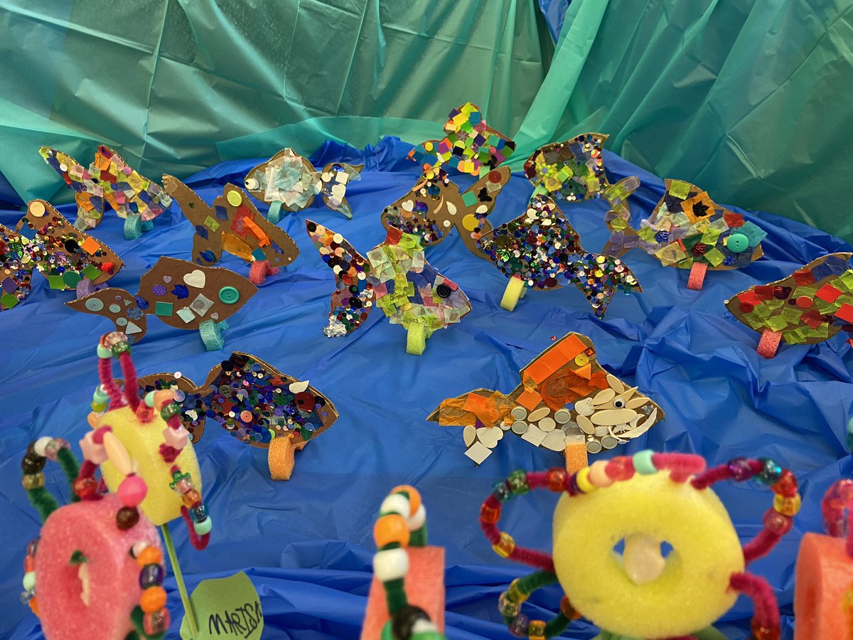 To conclude the Ridgeway One Read, students created a fountain complete with flowers, fish, and statues. Inspired by <a href="/kateklise/">kateklise</a> Regarding the Fountain!