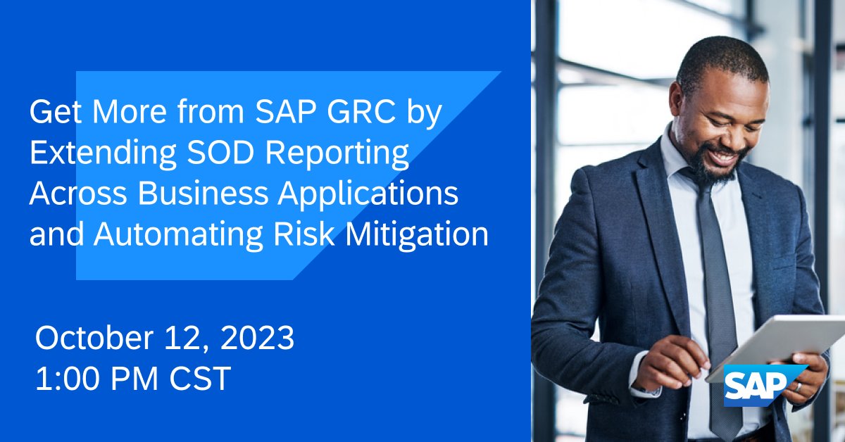 In today's IT ecosystems, businesses operate across several applications beyond <a href="/SAP/">SAP</a>, necessitating a broad GRC solution. Join this webinar to see how SAP GRC capabilities may be extended through the integration of Access Violation Management (AVM): imsap.co/6013u9dtH