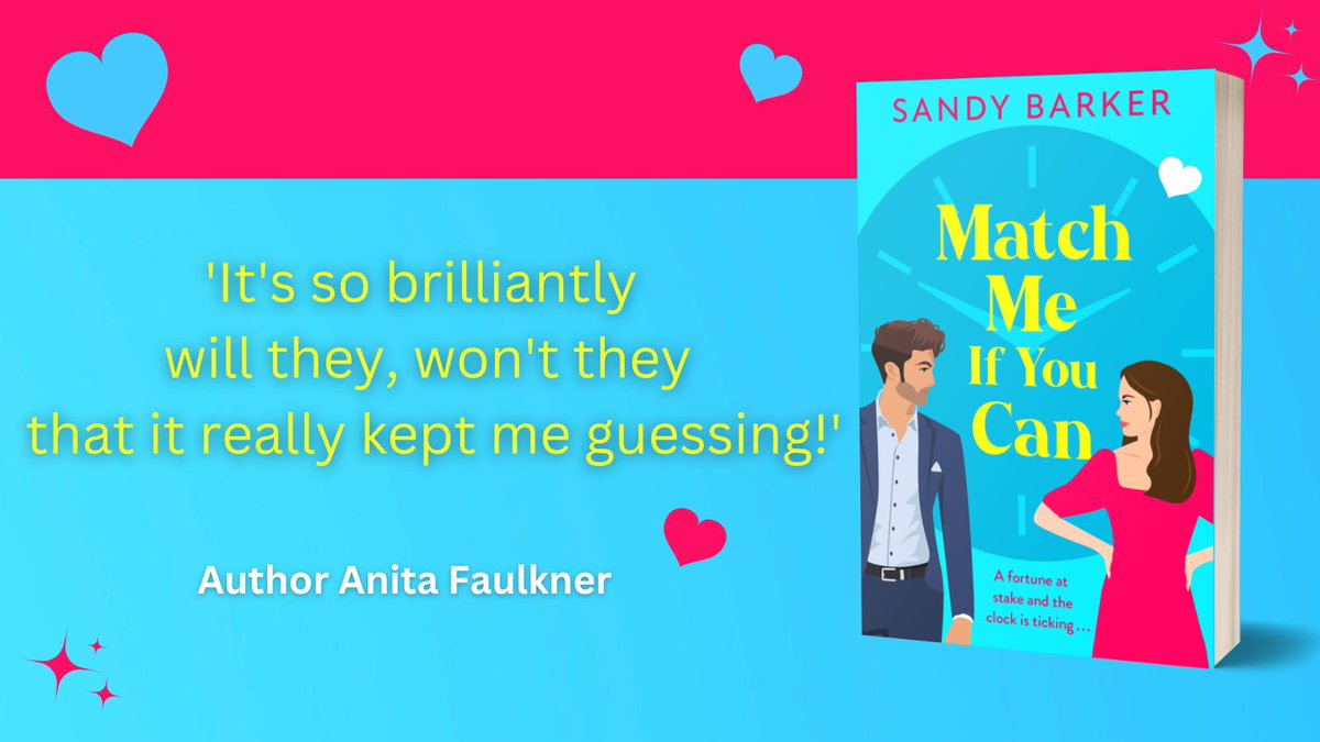 With huge thanks to @anita_faulkner_ for this fabulous quote. #MatchMeIfYouCan out now w/@boldwoodbooks 👉bit.ly/3YcJdwd A fortune at stake & the clock is ticking. #romcom #amreadingromance #romancereaders #amreadingromance #booklovers #booktwitter #romancebooks