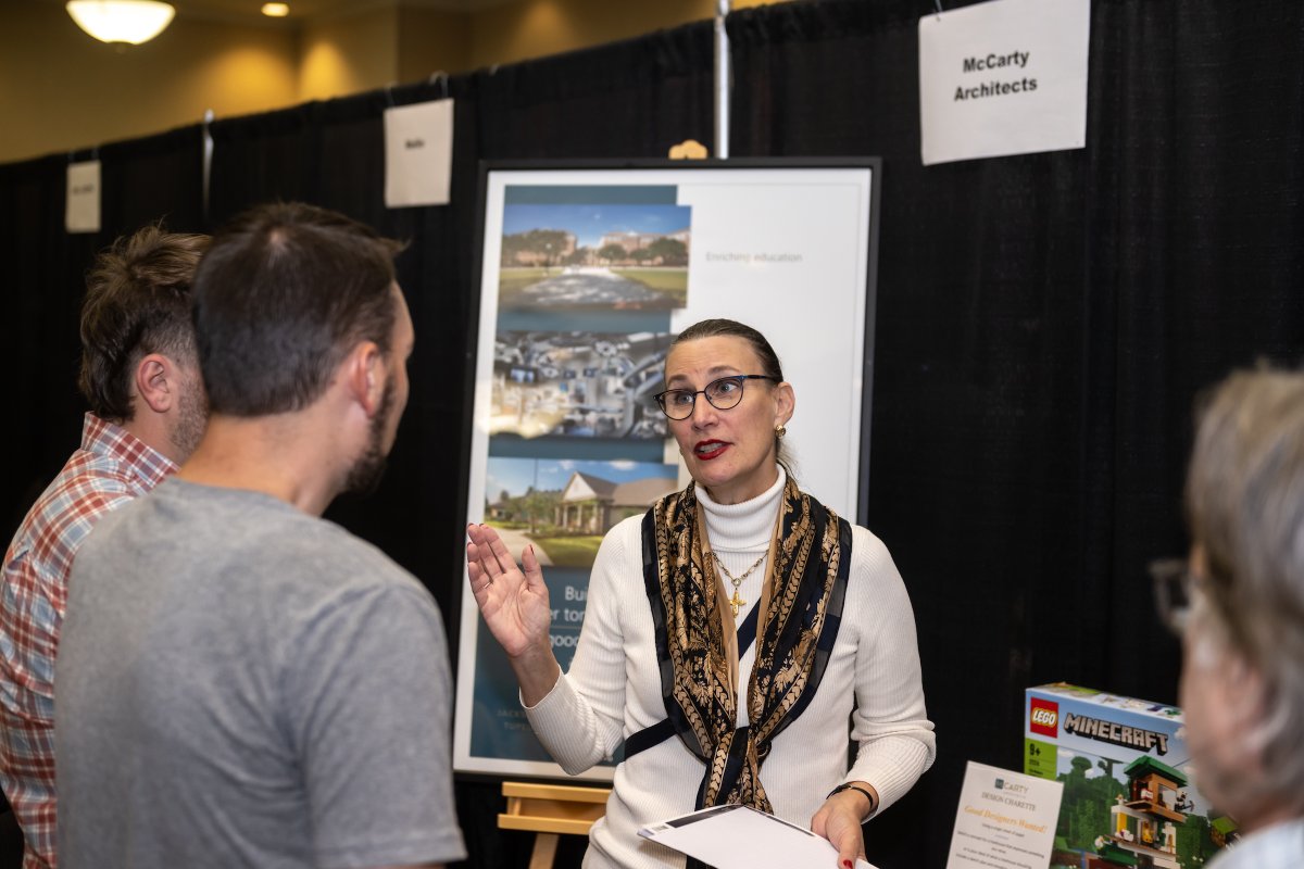 McCartyArchs's tweet photo. We enjoyed participating in @SouthernMiss' Career Expo last week. With over 170 students in attendance, the event was an excellent opportunity for students to explore careers in architecture and design. https://t.co/J5uoFqlUfC