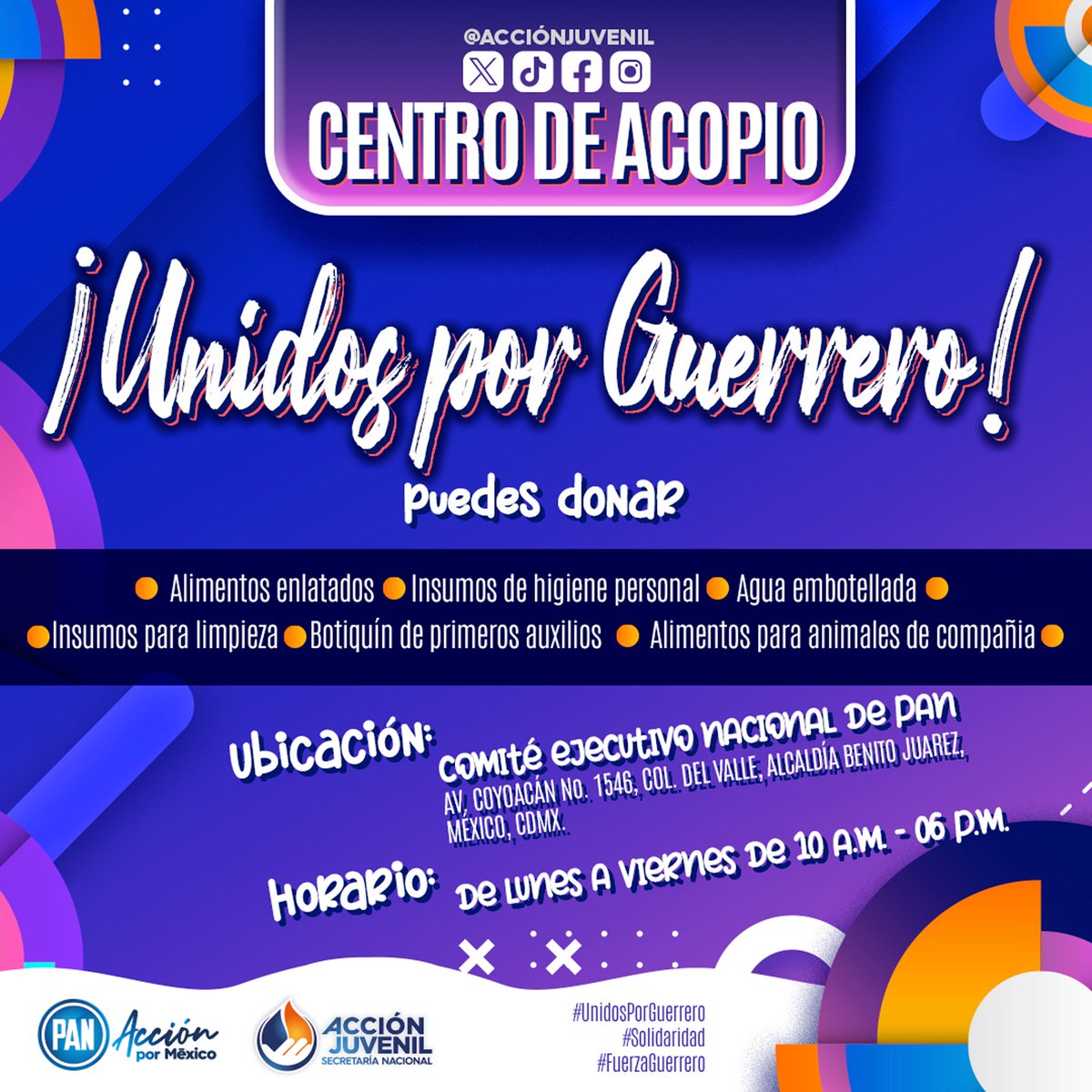 En estos momentos difíciles, extendemos nuestra solidaridad, manos y corazones a nuestras hermanas y hermanos de Acapulco, Guerrero. 🚨

¡Únete a la causa y ayudemos a quienes hoy más nos necesitan! 🇲🇽