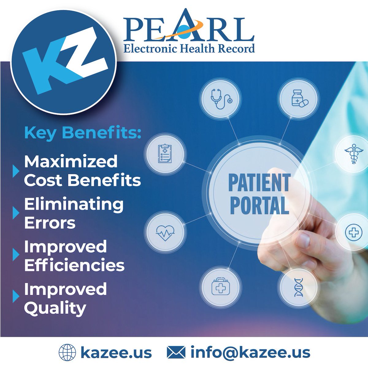 KazeeInc's tweet photo. ENHANCING OUR CUSTOMERS’ BUSINESS PROCESSES
PEARL® is the premiere Electronic Health Record (EHR) System that enhances our customers' business processes by providing reliable health information technology solutions.
Want to learn more? Visit us @kazee.us https://t.co/fICFStxzvg