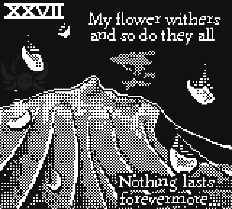 𝑨 𝒑𝒊𝒙𝒆𝒍 𝒂𝒓𝒕 𝒊𝒏𝒔𝒑𝒊𝒓𝒆𝒅 𝒃𝒚 𝒂 𝒓𝒂𝒏𝒅𝒐𝒎 𝒔𝒐𝒏𝒈 𝒊𝒏 𝒎𝒚 𝑷𝒍𝒂𝒚𝒍𝒊𝒔𝒕 𝒆𝒗𝒆𝒓𝒚 𝒅𝒂𝒚 𝒐𝒇 𝑶𝒄𝒕𝒐𝒃𝒆𝒓. 

27. 𝑭𝒐𝒓𝒆𝒗𝒆𝒓𝒎𝒐𝒓𝒆 - 𝑿𝒂𝒏𝒅𝒓𝒊𝒂 

#pixelart #1bit #horror #gothic #retrogaming #Inktober #Octobit #ドット絵