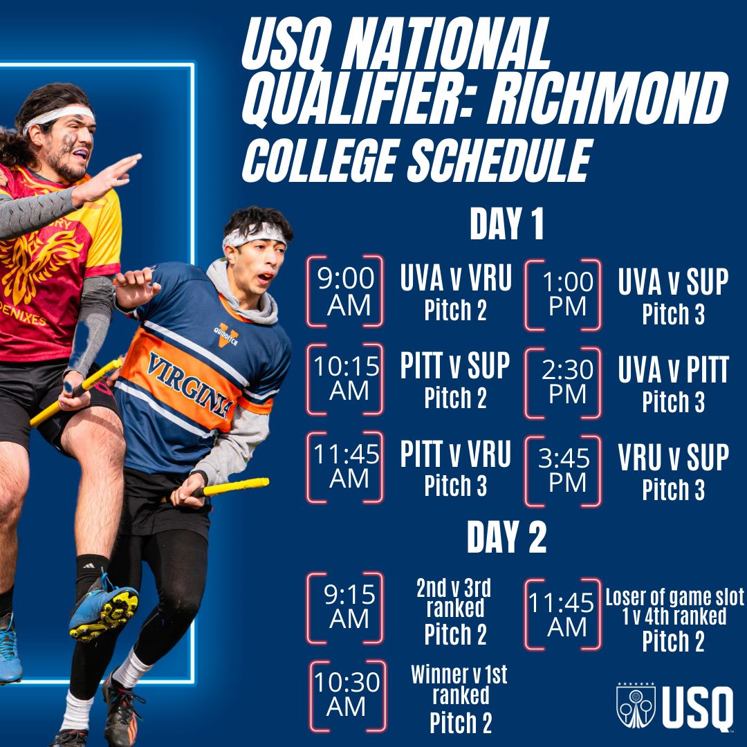 Who's ready for our first USQ National Qualifier of the 2023-24 season?! 🌟 
Join us this weekend in Richmond, VA, in partnership with Visit Richmond VA, as four college and four club teams compete for bids to US Quadball Cup 2024. 
🔗 buff.ly/3Mg4RLq 
📷 Chiddy Powers