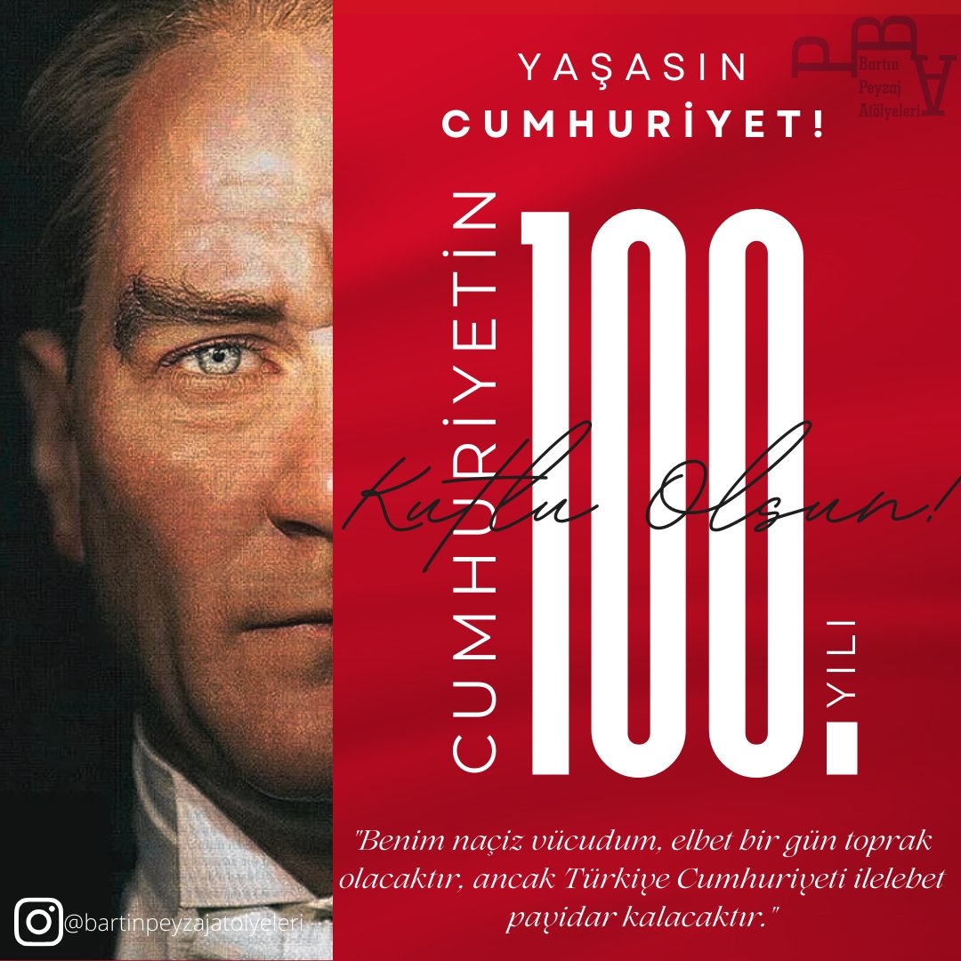 #CumhuriyetYüzYaşında 
Kutlu olsun

<a href="/baruedutr/">Bartın Üniversitesi</a> <a href="/uzun_orhan/">ORHAN UZUN</a> <a href="/BARUMuhendislik/">BARÜ Mühendislik Mimarlık ve Tasarım Fakültesi</a> <a href="/PeyzajBartinUni/">BARÜ_PEM</a>