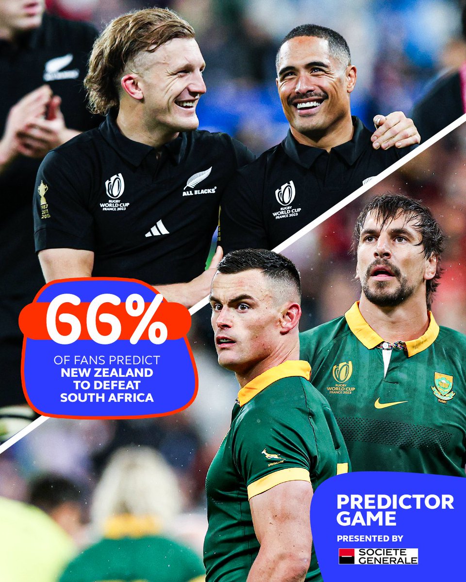 rugbyworldcup's tweet photo. It's #PredictorGame time for #RWCFinal ๐ฎ
Make your call: https://t.co/K8L9bkplLi
@Paramourdurugby | @SocieteGenerale | #RWC2023 https://t.co/kv1IDrUVCc