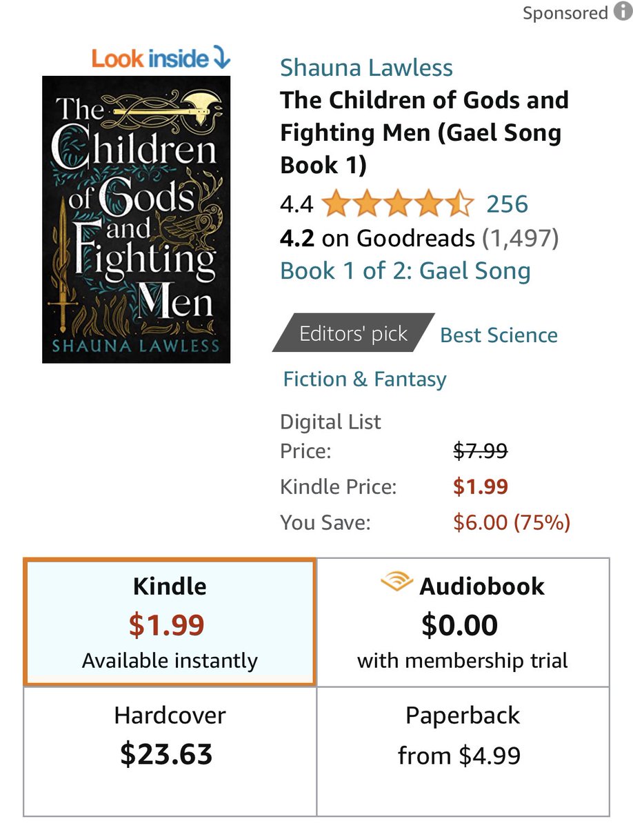 The Children of Gods and Fighting Men is on sale on USA Amazon - for e-book and audiobook!! $1.99 for an e-book is 🔥🔥🔥🔥🔥 amazon.com/gp/aw/d/B0BNQH…