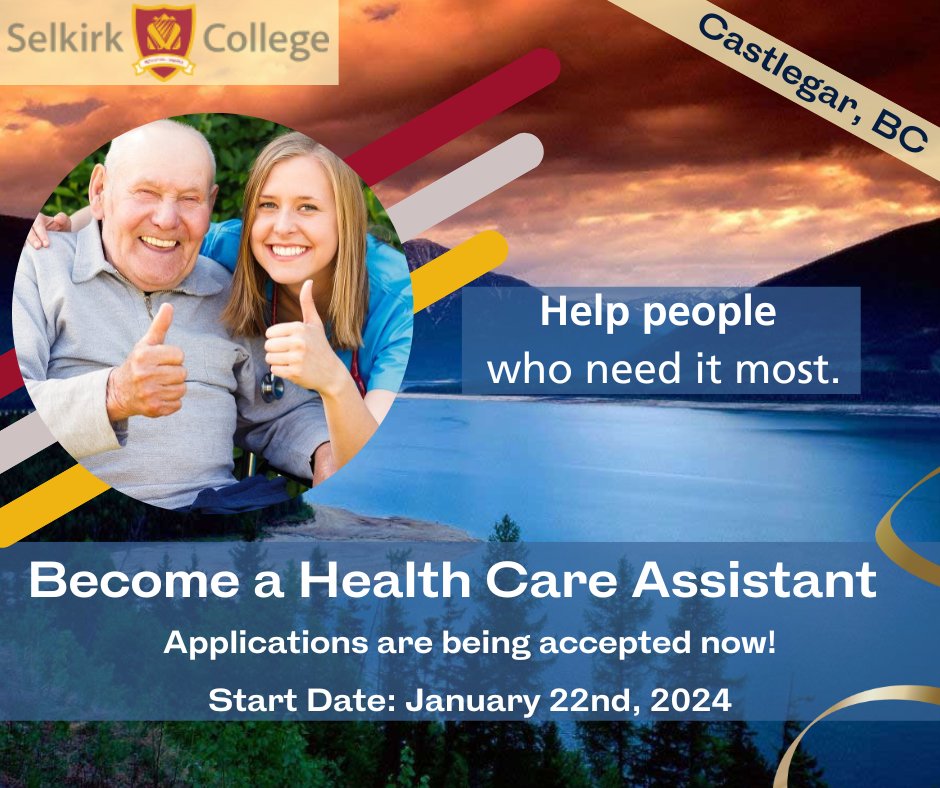 McKenzie_HCR's tweet image. #SelkirkCollege Applications being accepted now for winter Health Care Assistant Program. Learn more: lnkd.in/gchiU2Jv #HCAs #CareAides #HeartBeatofHealthCare #Castlegar