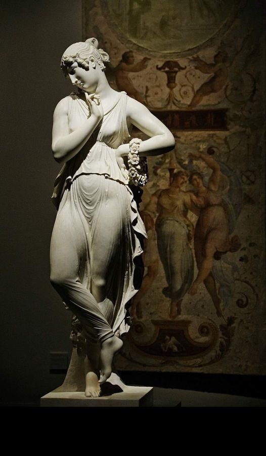 Dancing Girl with Her Finger on Her chin (1809) By Antonio Canova (1 November 1757 – 13 October 1822) was an Italian Neoclassical sculptor (Gypsotheca and Museum, Possagno, Italy)