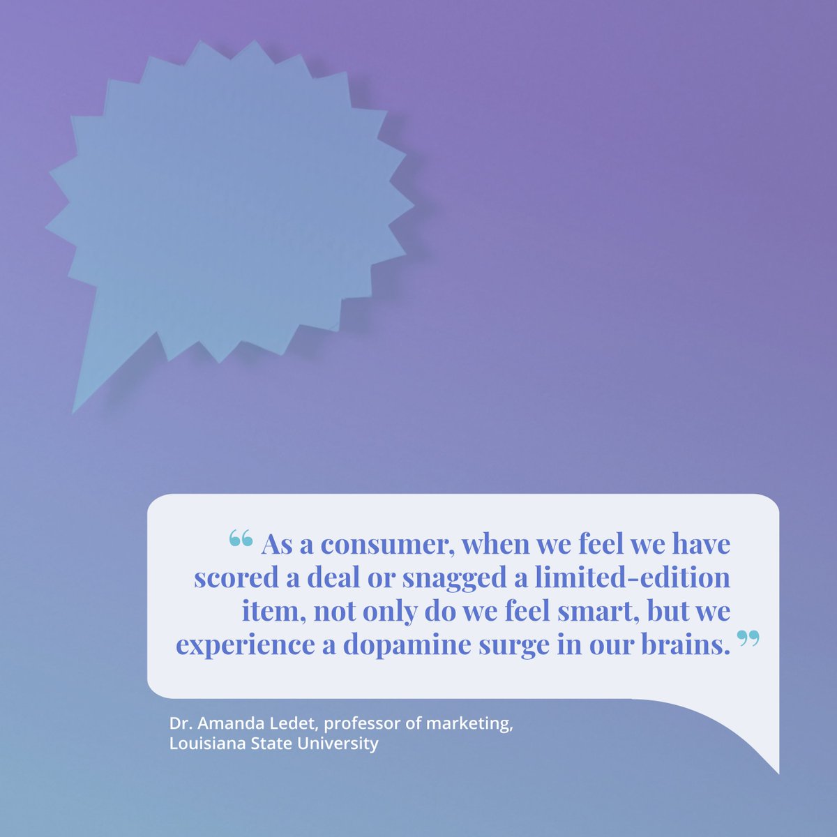 Did you know that snagging a deal can create a surge of dopamine in a consumer's brain? Find out what else we learned about #consumerpsychology from Dr. Amanda Ledet, professor of #marketing at <a href="/LSU/">LSU</a>: bit.ly/45OqE3R #marketingpsychology #consumermarketing