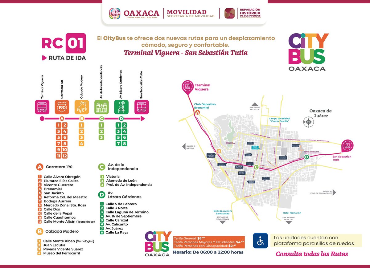 GobOax's tweet photo. ¡Conoce las dos rutas del #CityBus que operarán a partir de este viernes! Recuerda que hasta el 12 de noviembre, este transporte será gratuito para todas y todos.

Ruta 1: Viguera - San Sebastián Tutla
Ruta 2: FOVISSSTE Módulo Azul - Plaza del Valle

En el Gobierno de la Transformación, sentamos las bases del Desarrollo Integral y Sustentable brindando una nueva forma de transporte seguro e incluyente.