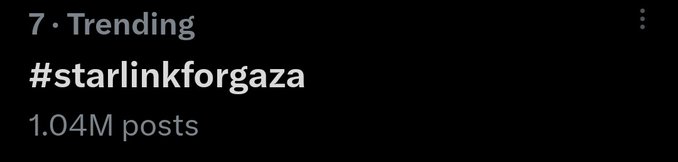 MuhammadAref17's tweet photo. We have 1.04 million tweets of people against this genocide, don't stop. #starlinkforgaza https://t.co/0l6wkUrQuN