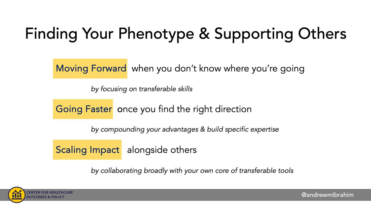 AndrewMIbrahim's tweet photo. Grateful to be here! 

How to find your phenotype when the model doesn’t exist?
1️⃣early on, focus on transferable skills 
2️⃣ compound advantages to gain real expertise 
3️⃣ collaborate broadly with others 
#mentortothemax https://t.co/sCdzOD2GTk
