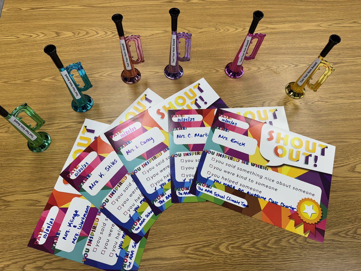Congrats to our first recipients of our Toot Your Horn Awards!! Some of our teachers <a href="/AmerigoSchool/">Amerigo A. Anastasia School</a> created some awesome RULER Class Charters!