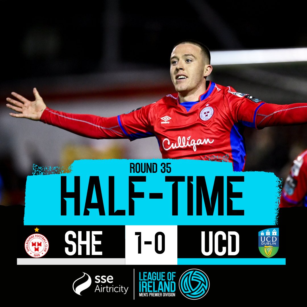 LeagueofIreland's tweet photo. HT | SSE Airtricity Men's Premier Division
As things stand, Shelbourne occupy that potentially all-important fourth spot in the table!
Jack Moylan with the goal from the penalty spot.
#LOI | #SHEUCD https://t.co/bfjyQXyC23
