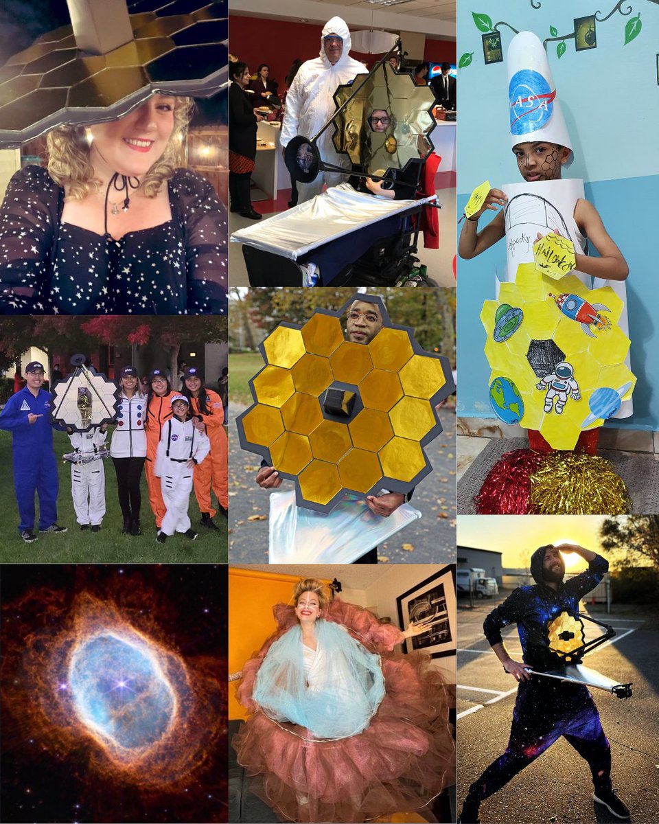 NASAWebb's tweet photo. The Webb Telescope (Your Version)

Going as something Webb-inspired this #Halloween? Tag us at @NASAWebb so we can share your #NASACostume! 🕸️ https://t.co/MdjbM00hVS