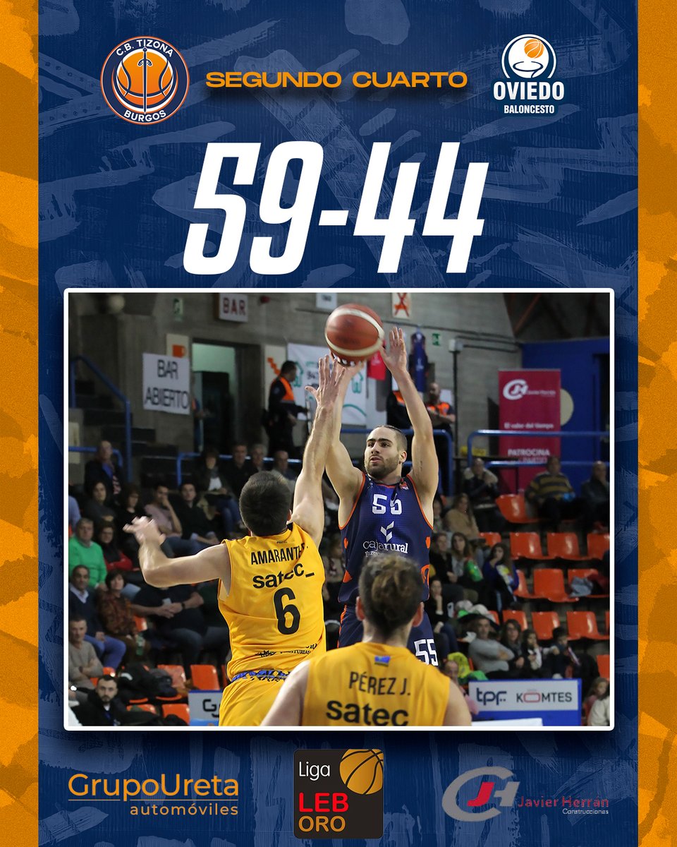 FINAL 2Q | ¡Espectacular primera parte del equipo! Nos marchamos con 59 puntos anotados al descanso. 

¡A por la segunda mitad!

💙🧡 <a href="/Grupo_Ureta/">Grupo Ureta</a> Tizona 59
🟡🔵 <a href="/oviedocb/">Alimerka Oviedo Baloncesto</a> 44

#SomosTizona #Since1989 #LEBOro