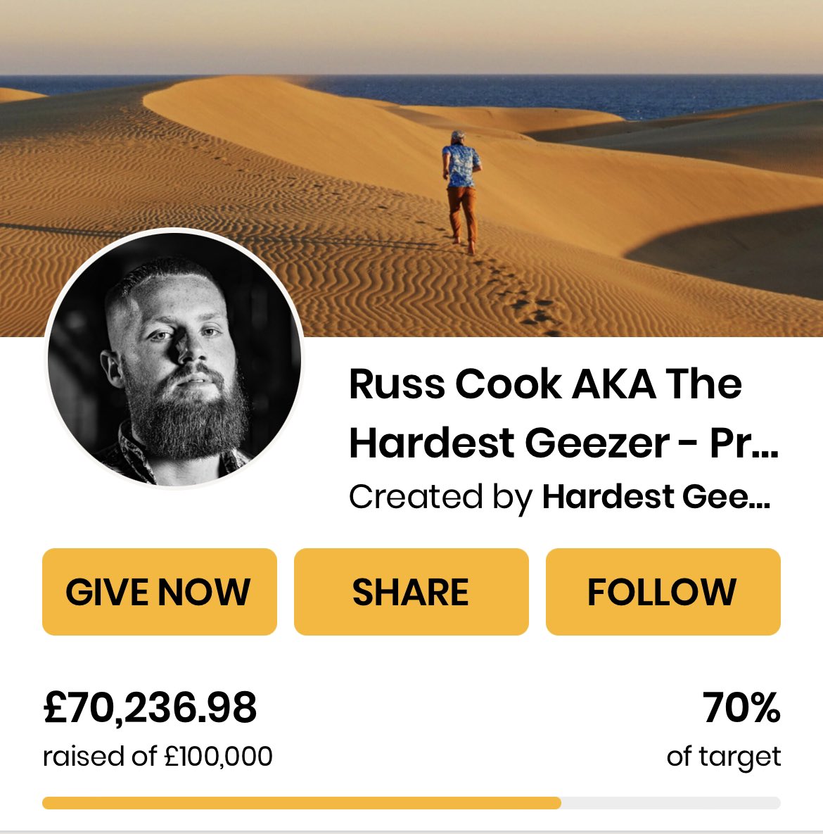 He’s run through 7 countries and has raised £70k for charity so far 👏 

Keep up those 1s and 2s <a href="/hardestgeezer/">Russ Cook</a> 💪 

Link to donate in our bio…
