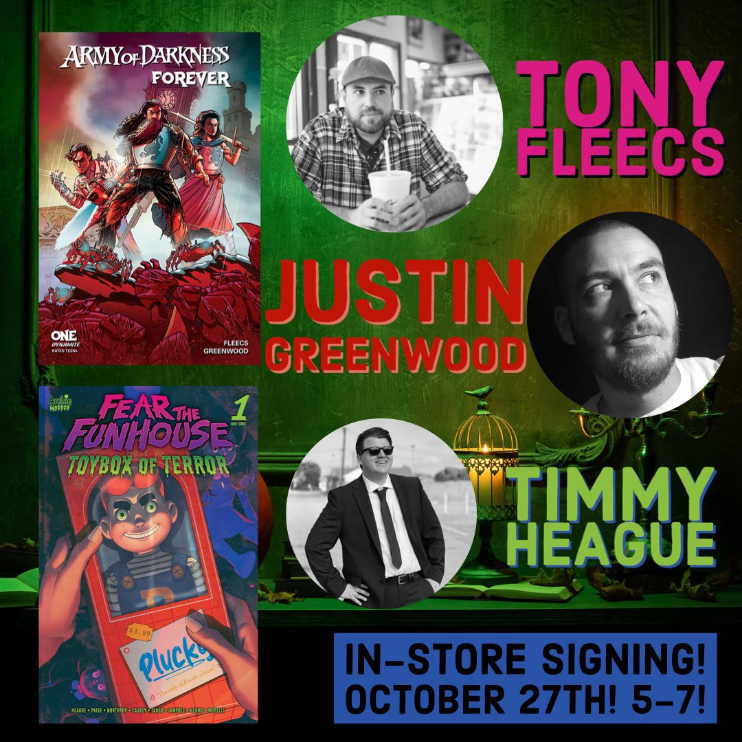 TonyFleecs's tweet photo. This Weekend! NorCal signing tour w @jkgreenwood_art! 
Tonight: @capecowlcomics 
Tomorrow: @berkeleypl_il 
Sunday: @Zeppelin_Comics (Napa AND Benicia) https://t.co/LYe0vukDPv