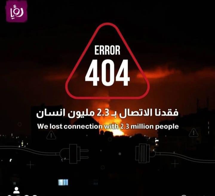 Emelia8z0's tweet photo. We lost connection with 2.3 million people

#ceasefireInGazaNOW https://t.co/hlMpsNPKZc