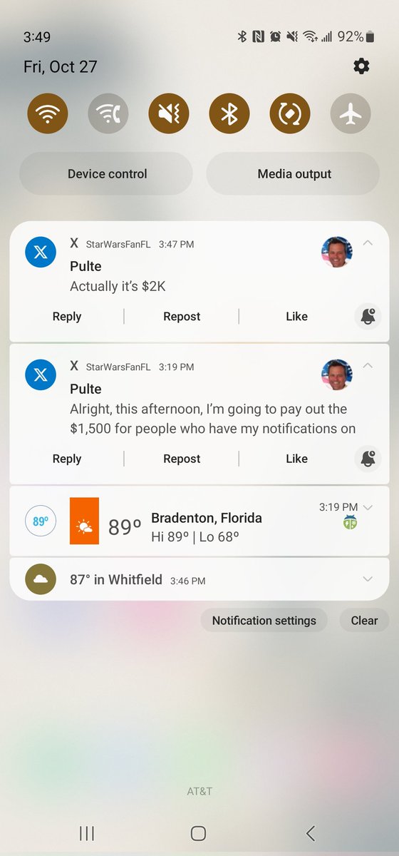 StarWarsFanFL's tweet photo. @pulte Got them notifications on! https://t.co/1n6bWyOmwo
